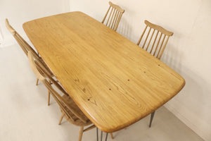 Ercol Long Windsor Plank Table - Blonde with Hairpin Legs - teakyfinders