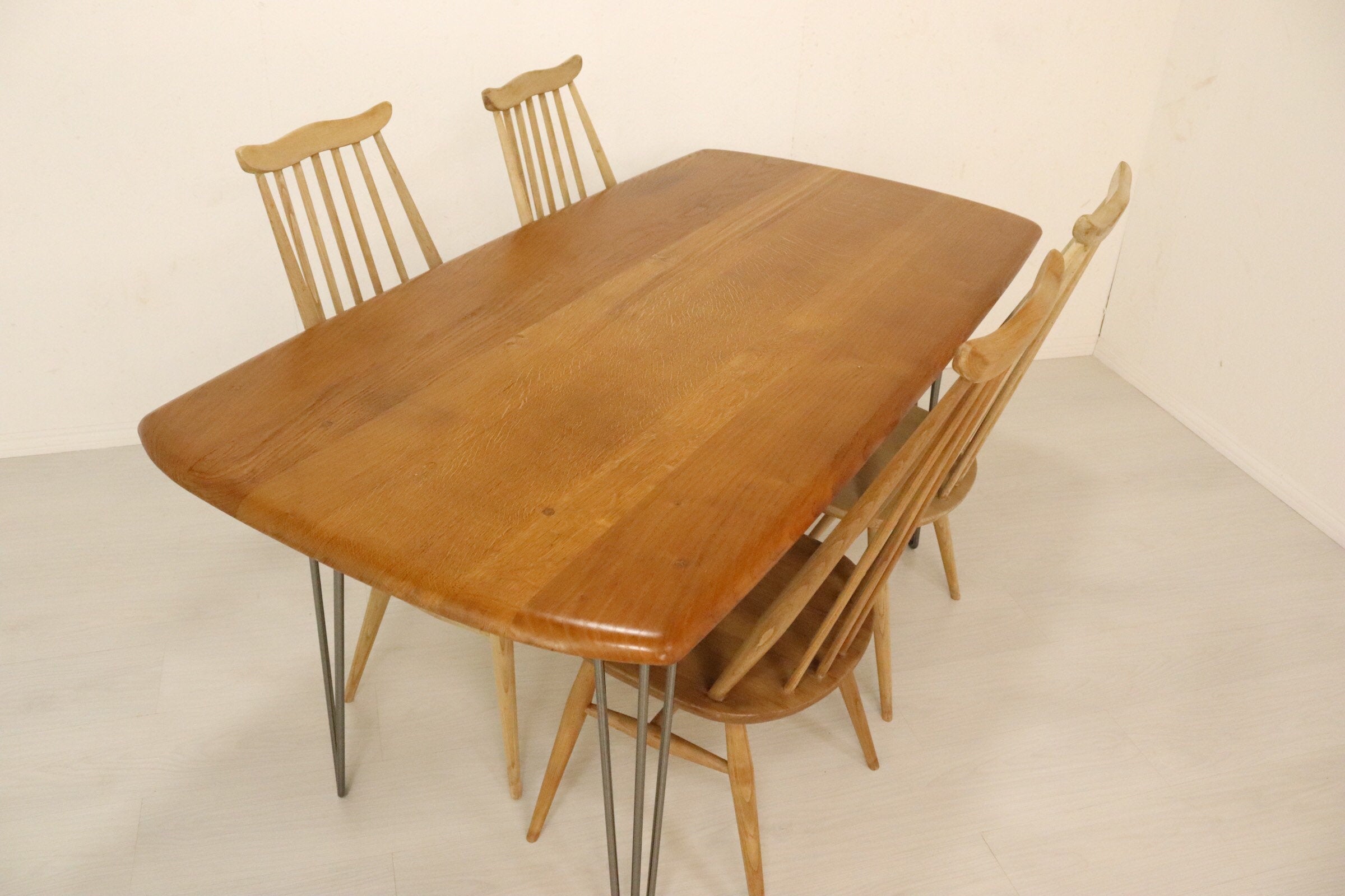 Ercol Plank Table on Hairpin Legs - teakyfinders