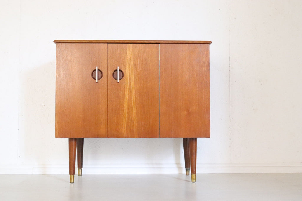 Mid Century Teak Compact Sideboard, Vinyl LP Storage Cabinet - teakyfinders