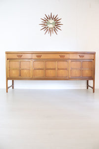 Nathan Teak Squares Sideboard, Unique Vintage Handle - teakyfinders