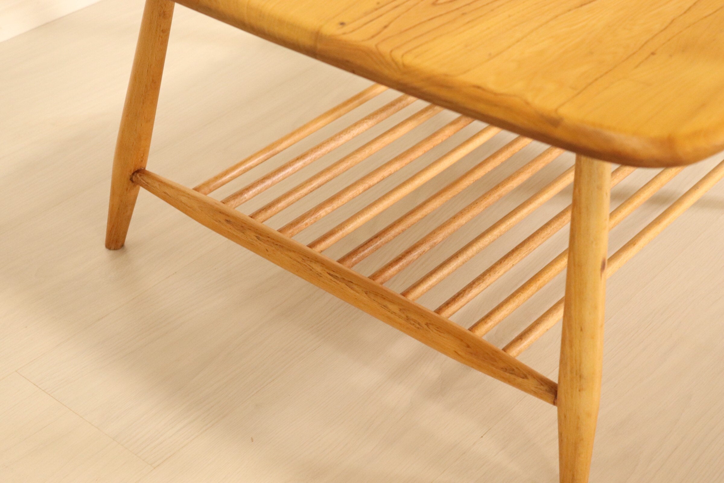 Rare Ercol Square Coffee Table with Magazine Rack - teakyfinders