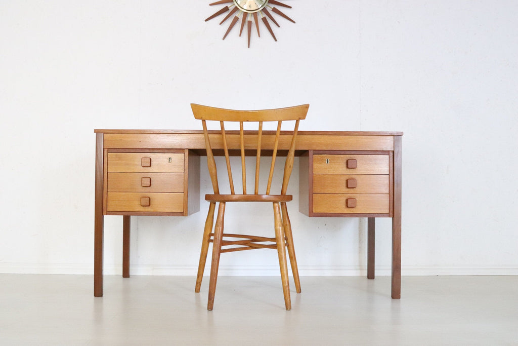 Teak Office Desk by Danish Brand Domino Møbler, Made in Denmark - teakyfinders