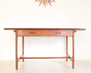 Mid Century Solid Teak Wood Dining Table Drop Leaf , Danish Style - teakyfinders