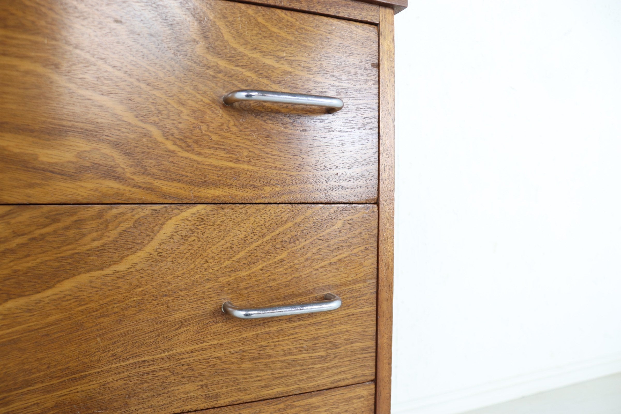 Mid Century  Teak Chest of Drawers with Retro Industrial Zinc Hairpin Legs , Home Office Desk Drawers - teakyfinders