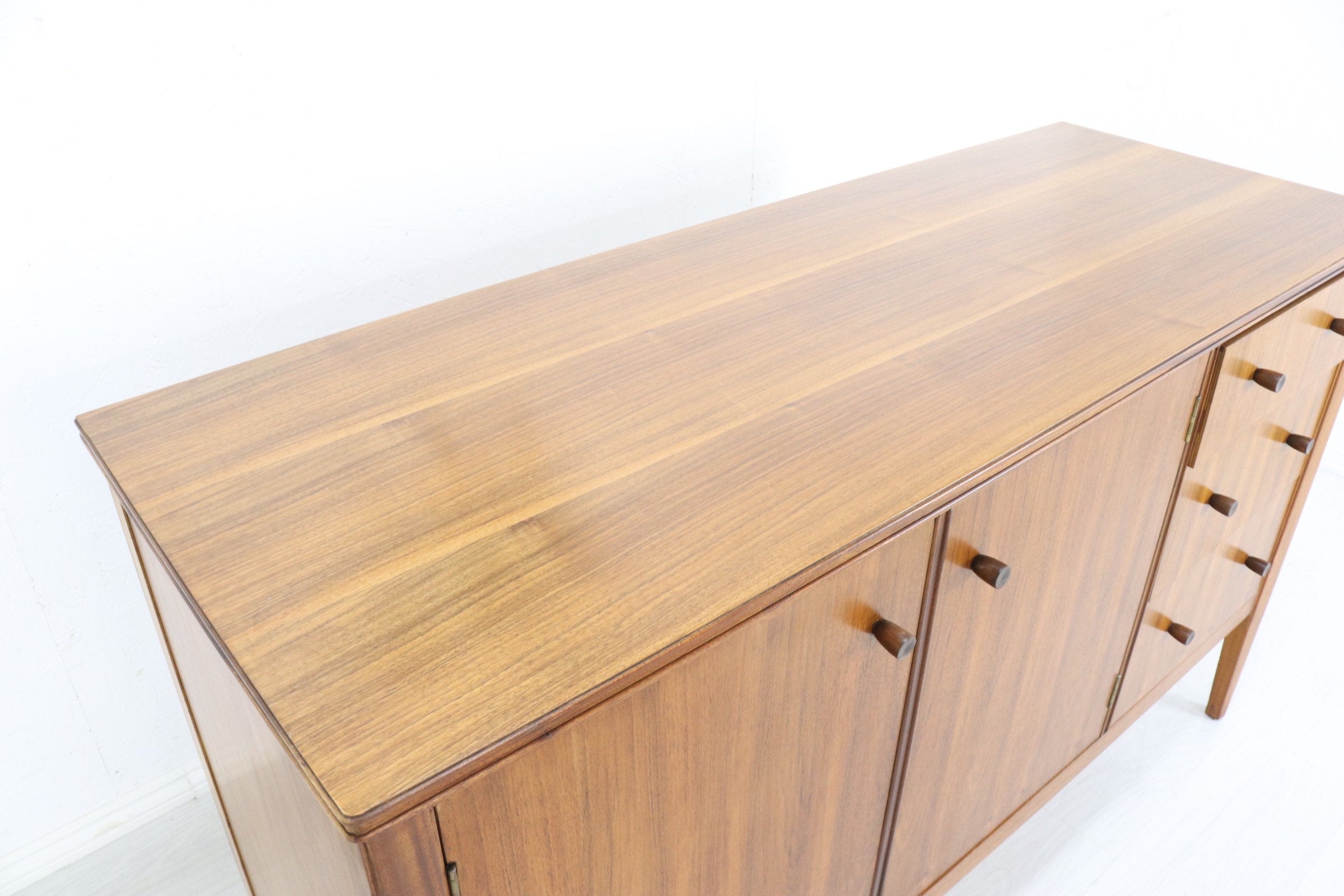 Mid Century W&T Lock Walnut Sideboard 1950’s Vintage and Retro Storage Furniture, Refinished Stunning Condition - teakyfinders