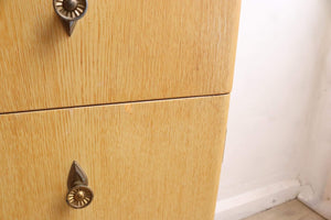 Stunning Pair of Wardrobes Tallboy in limed Oak and Embroidered Handles - teakyfinders