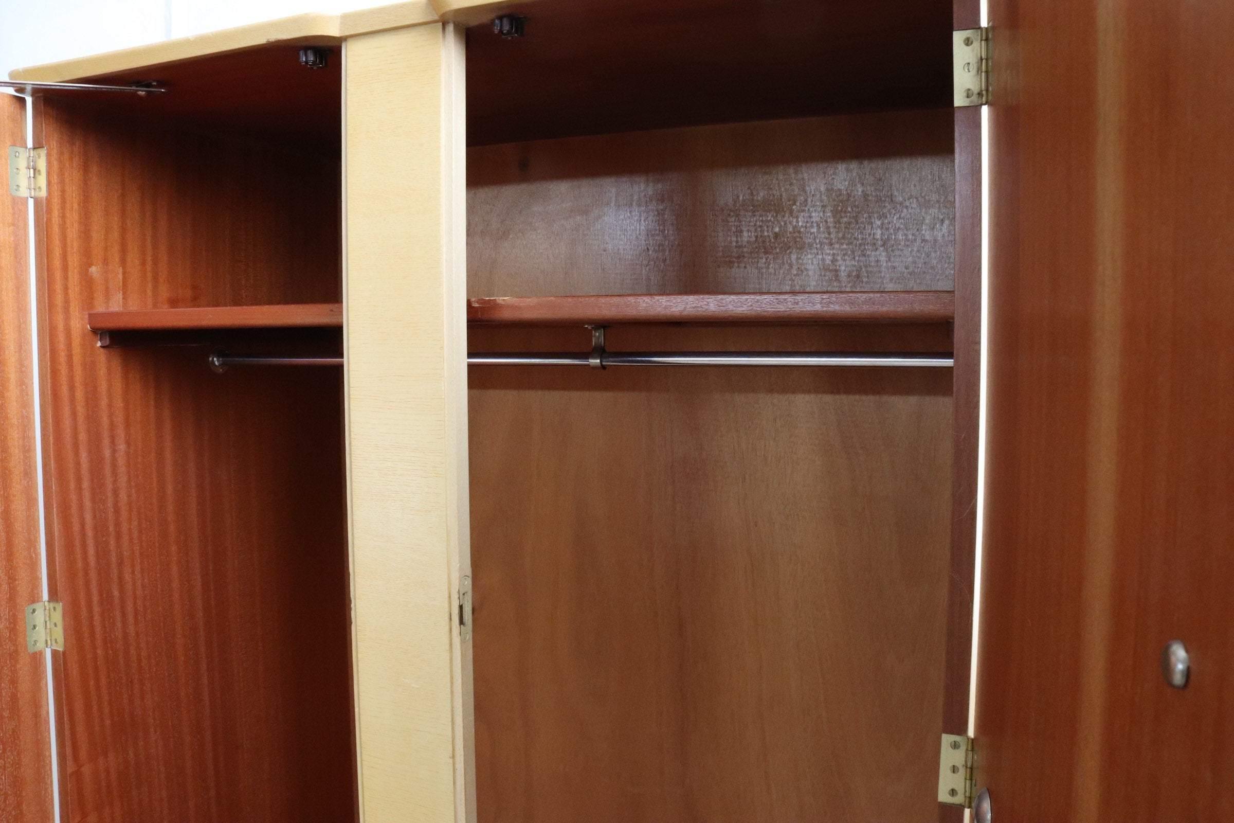 Stunning Pair of Wardrobes Tallboy in limed Oak and Embroidered Handles - teakyfinders