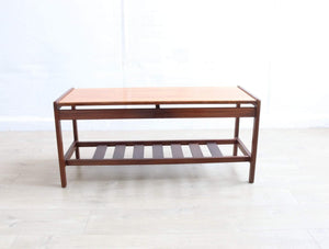 Mid Century Teak And Afromosia Coffee Table Refinished Condition, Magazine rack - teakyfinders