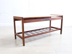 Mid Century Teak And Afromosia Coffee Table Refinished Condition, Magazine rack - teakyfinders