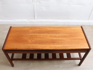 Mid Century Teak And Afromosia Coffee Table Refinished Condition, Magazine rack - teakyfinders