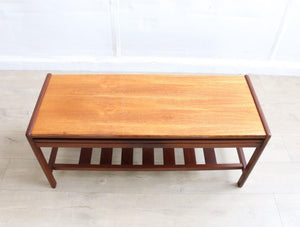 Mid Century Teak And Afromosia Coffee Table Refinished Condition, Magazine rack - teakyfinders