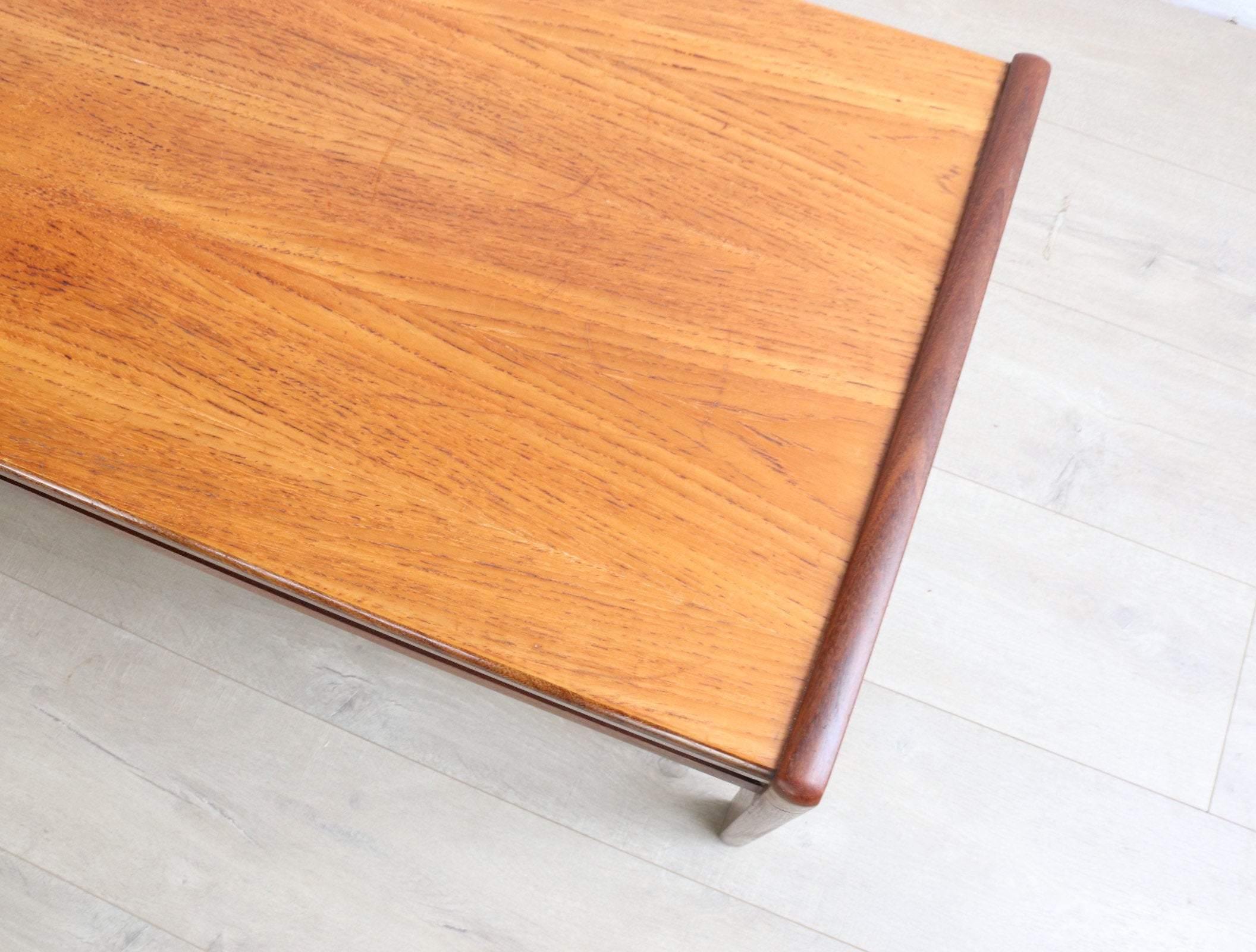 Mid Century Teak And Afromosia Coffee Table Refinished Condition, Magazine rack - teakyfinders