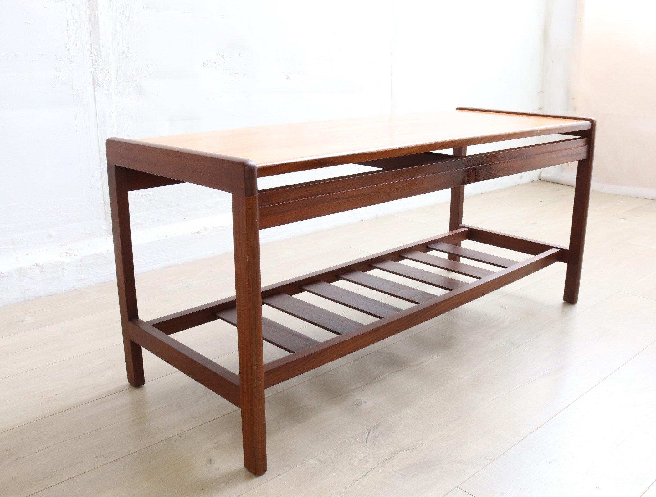 Mid Century Teak And Afromosia Coffee Table Refinished Condition, Magazine rack - teakyfinders