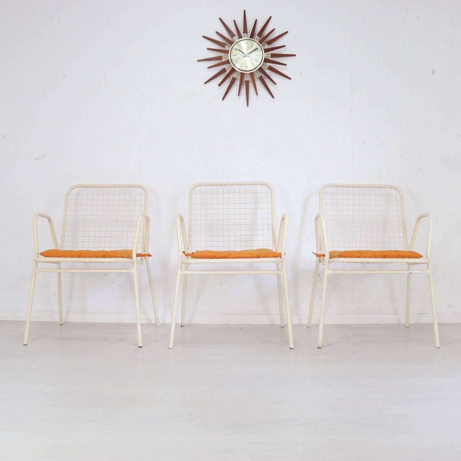 Set of 3 Danish BKS Metal Garden Chairs - teakyfinders