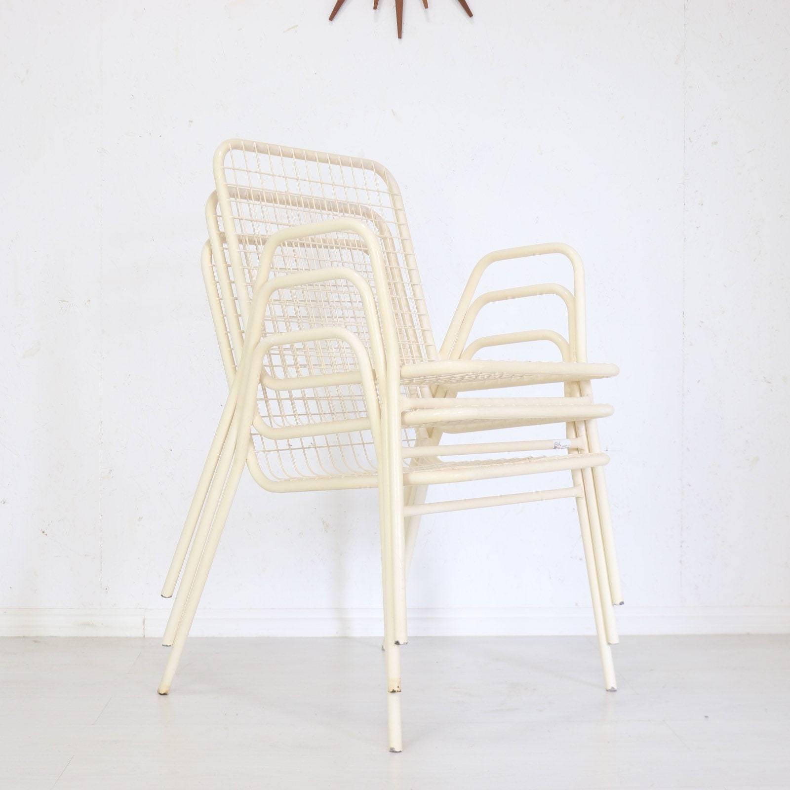 Set of 3 Danish BKS Metal Garden Chairs - teakyfinders