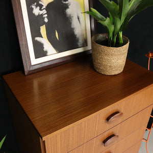 Mid Century Tall Boy Chest of Drawers in Teak - teakyfinders