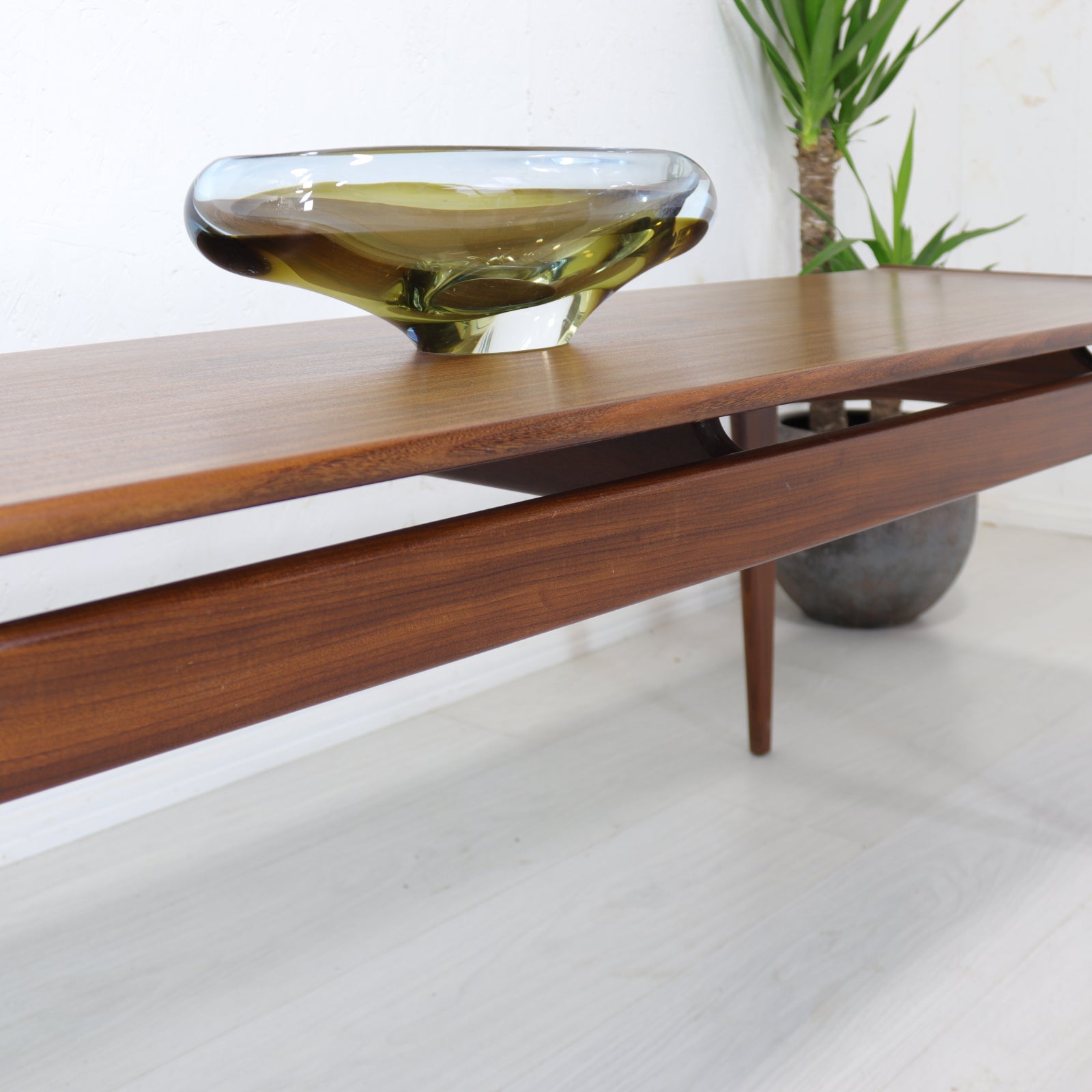 A. Younger Long Solid Afromosia Floating Top Coffee Table - teakyfinders