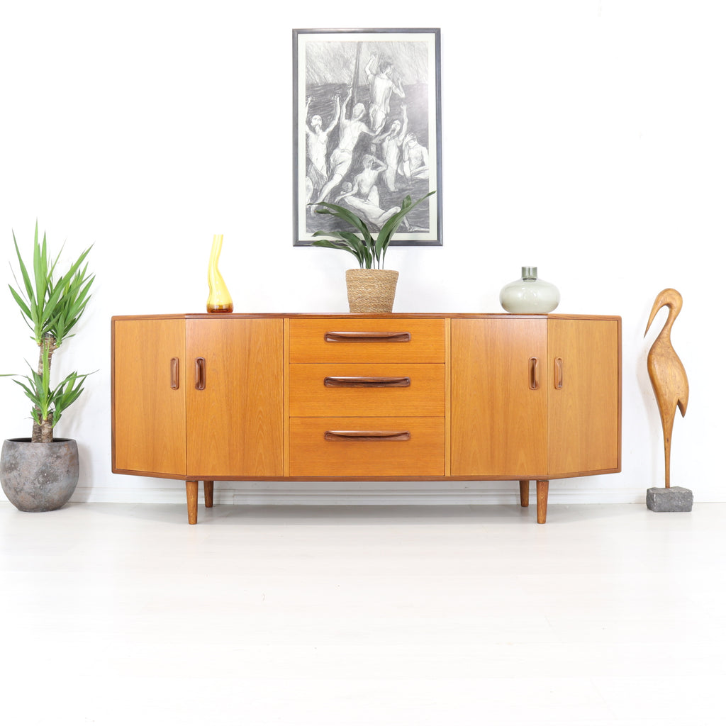 Vintage G Plan Fresco Range Teak Angled Retro Sideboard - teakyfinders