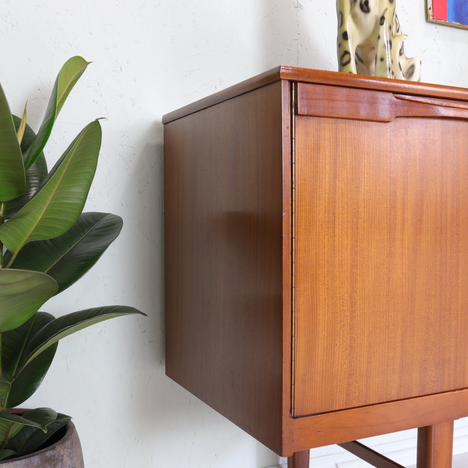 Long Retro Symmetrical Teak Sideboard - teakyfinders