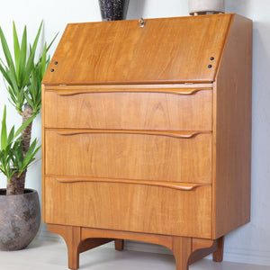 S form Retro Teak Home Office Bureau Unit - teakyfinders