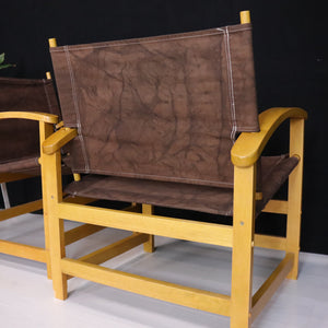 Matching Pair of Danish Safari Chairs - teakyfinders