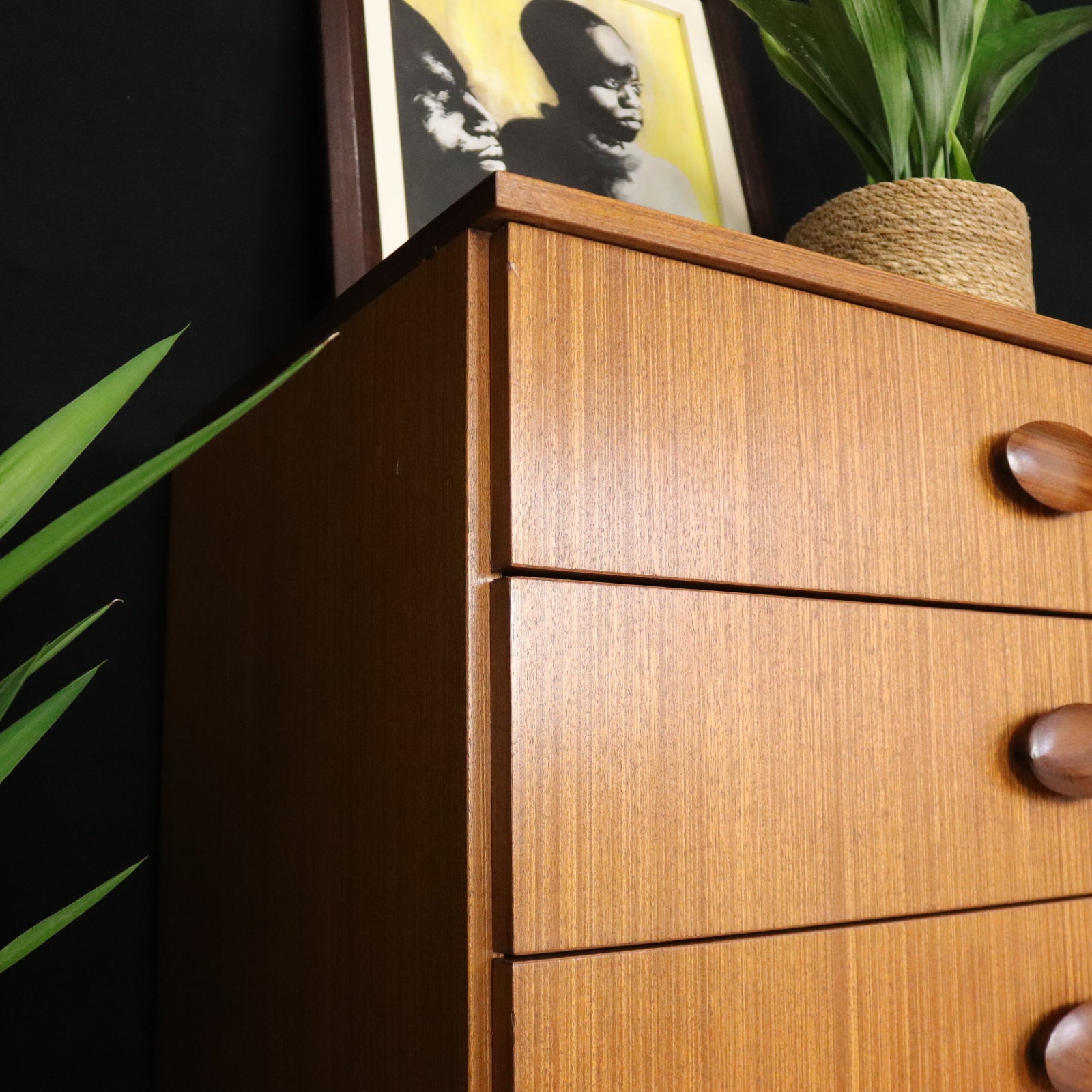 Mid Century Tall Boy Chest of Drawers in Teak - teakyfinders