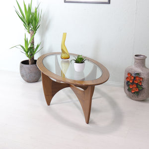 G plan Astro Oval Teak and Glass Coffee Table - teakyfinders