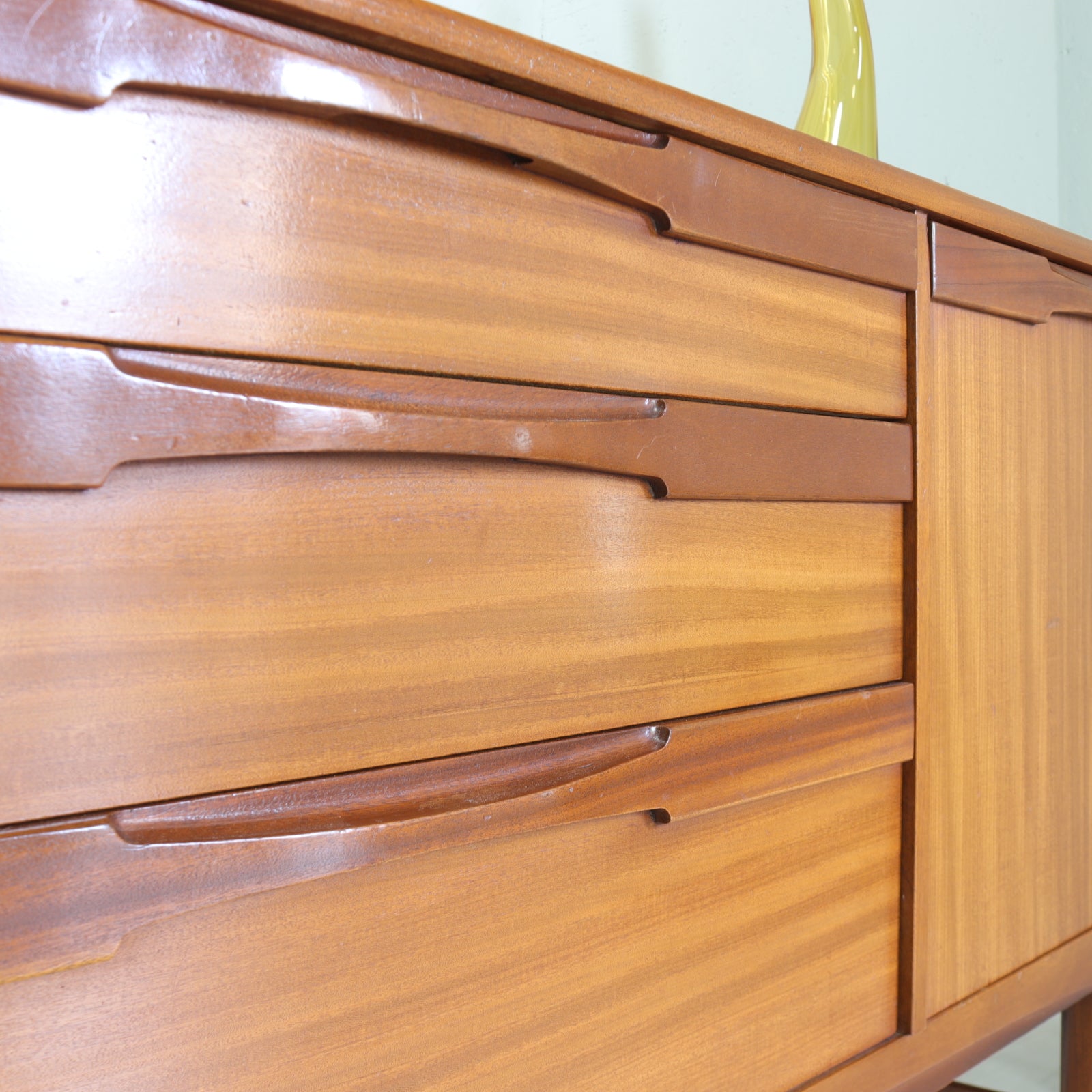 Long Retro Symmetrical Teak Sideboard - teakyfinders