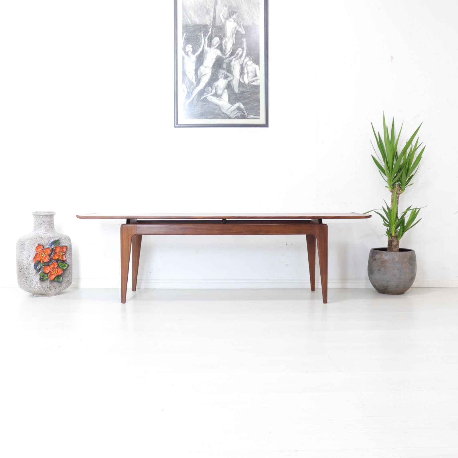 A. Younger Long Solid Afromosia Floating Top Coffee Table - teakyfinders