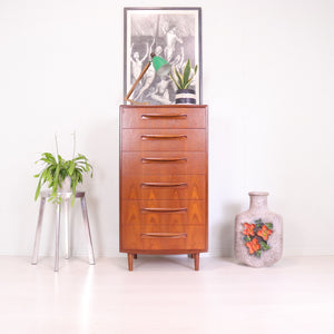 G Plan Fresco Tallboy 6 Teak Chest of Drawers - teakyfinders