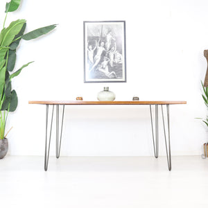 G plan Teak Fresco Plank Dining Table on Hairpin Legs - teakyfinders