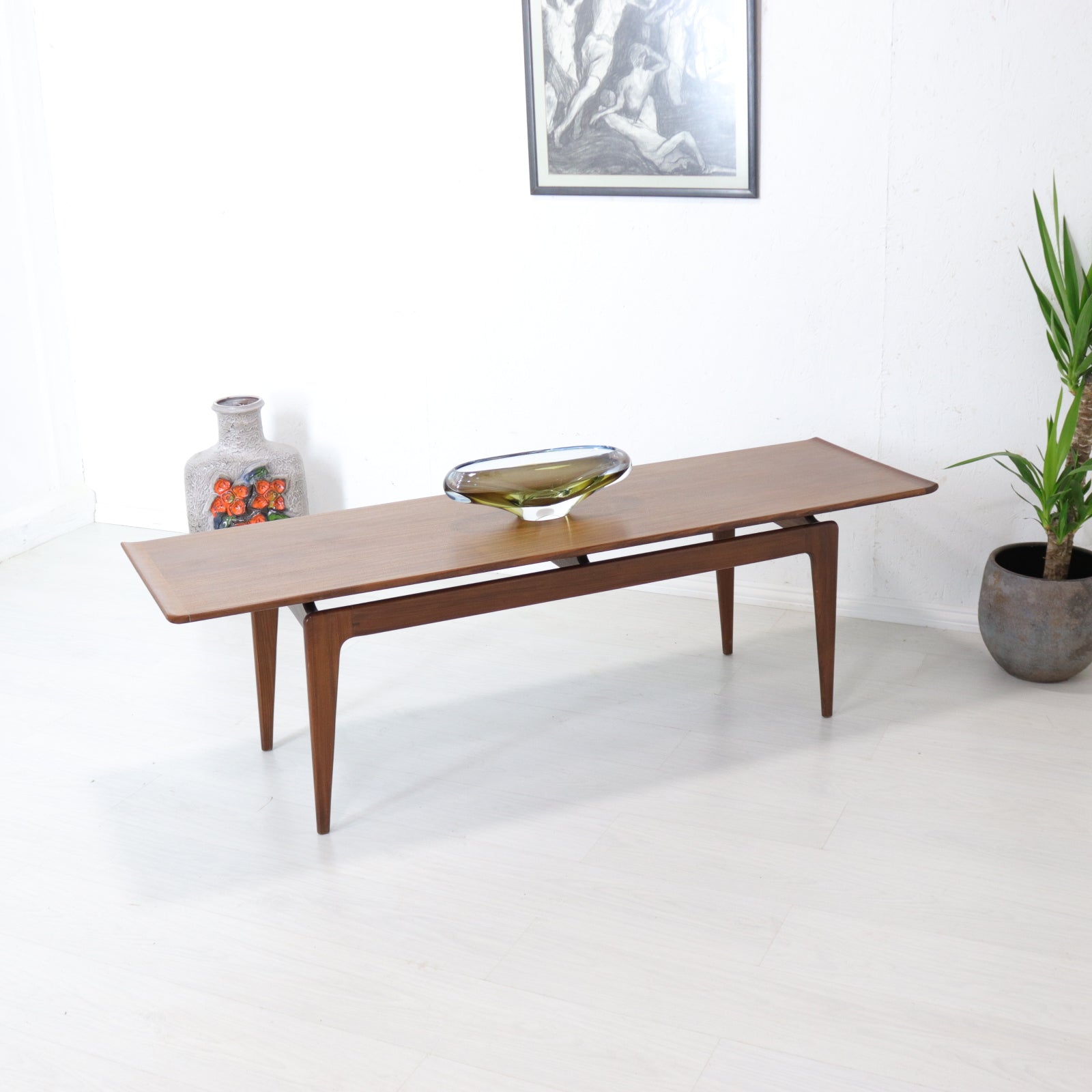 A. Younger Long Solid Afromosia Floating Top Coffee Table - teakyfinders