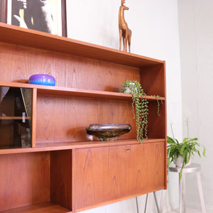 Large Danish Teak Display Unit on Hairpin Legs - teakyfinders