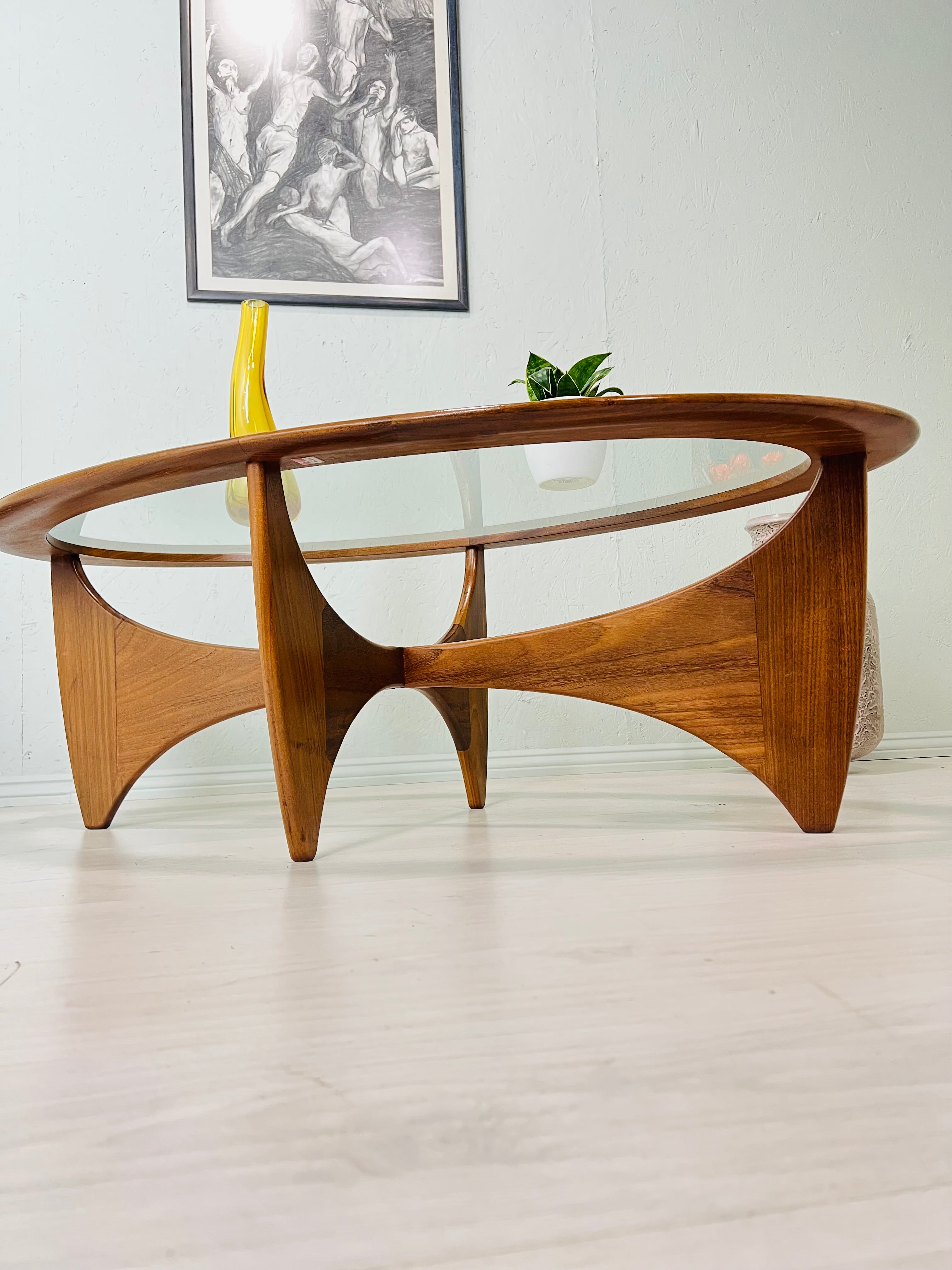 G plan Astro Oval Teak and Glass Coffee Table - teakyfinders