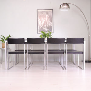 Large Swiss Metal and Glass Dining Table with Eight Chairs - teakyfinders