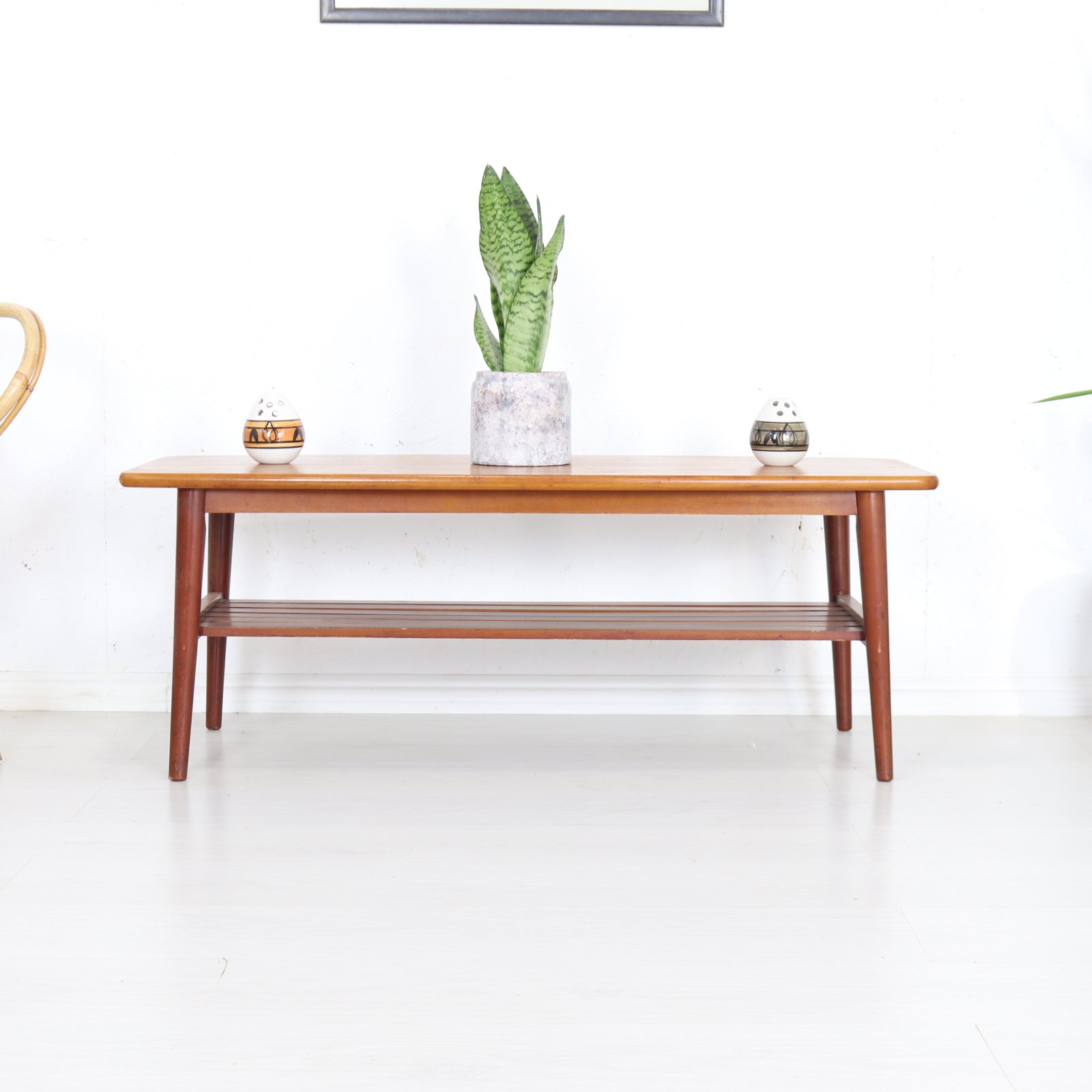 Mid Century Teak Romanian Coffee Table with Magazine rack - teakyfinders