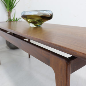 A. Younger Long Solid Afromosia Floating Top Coffee Table - teakyfinders