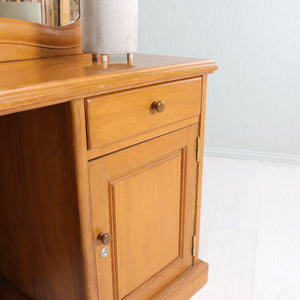 Vintage Large Mirrored Walnut Dressing Table - teakyfinders
