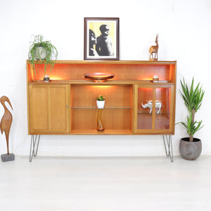 Nathan Furniture Teak Display Cabinet on Hairpin Legs - teakyfinders