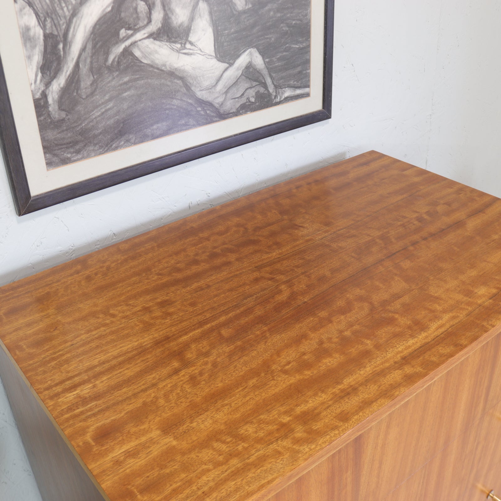 Vintage Walnut Chest of Drawers With Brass Handles - teakyfinders