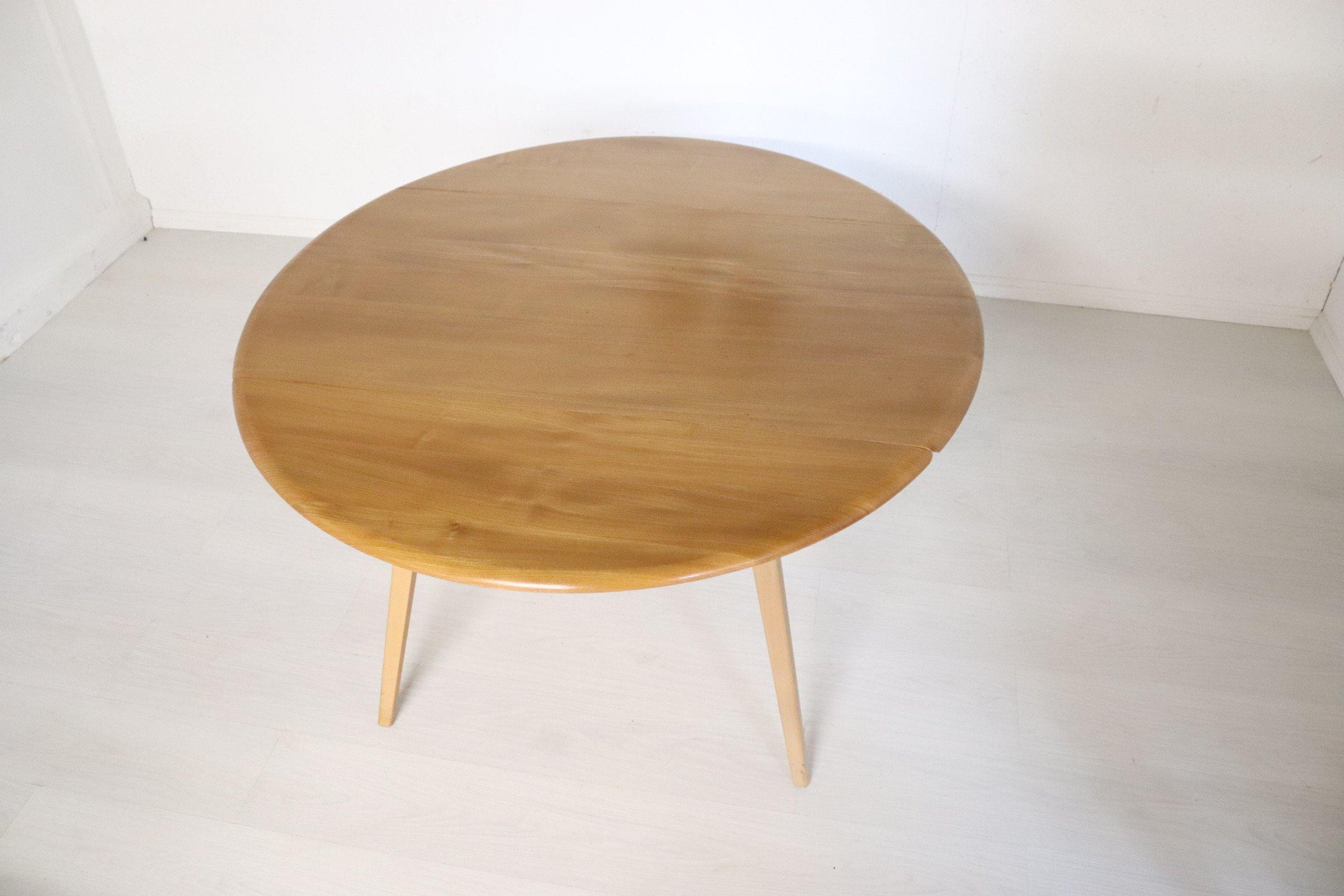 Ercol Circular Drop Leaf Dining TableModel 383 - teakyfinders