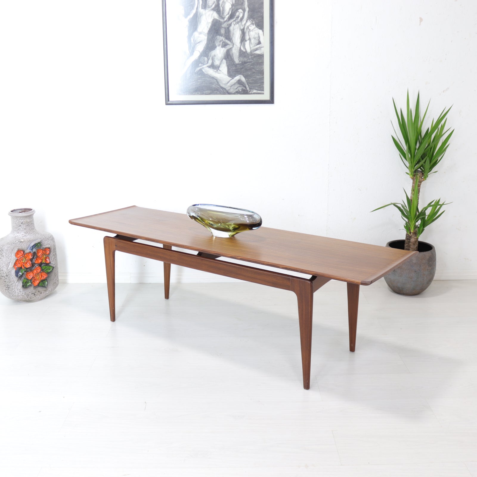 A. Younger Long Solid Afromosia Floating Top Coffee Table - teakyfinders