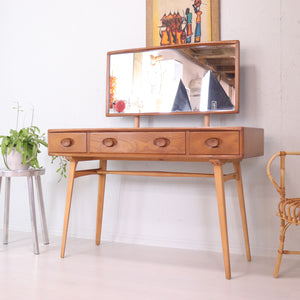 Ercol Rare Blonde Dressing Table with Mirror - teakyfinders