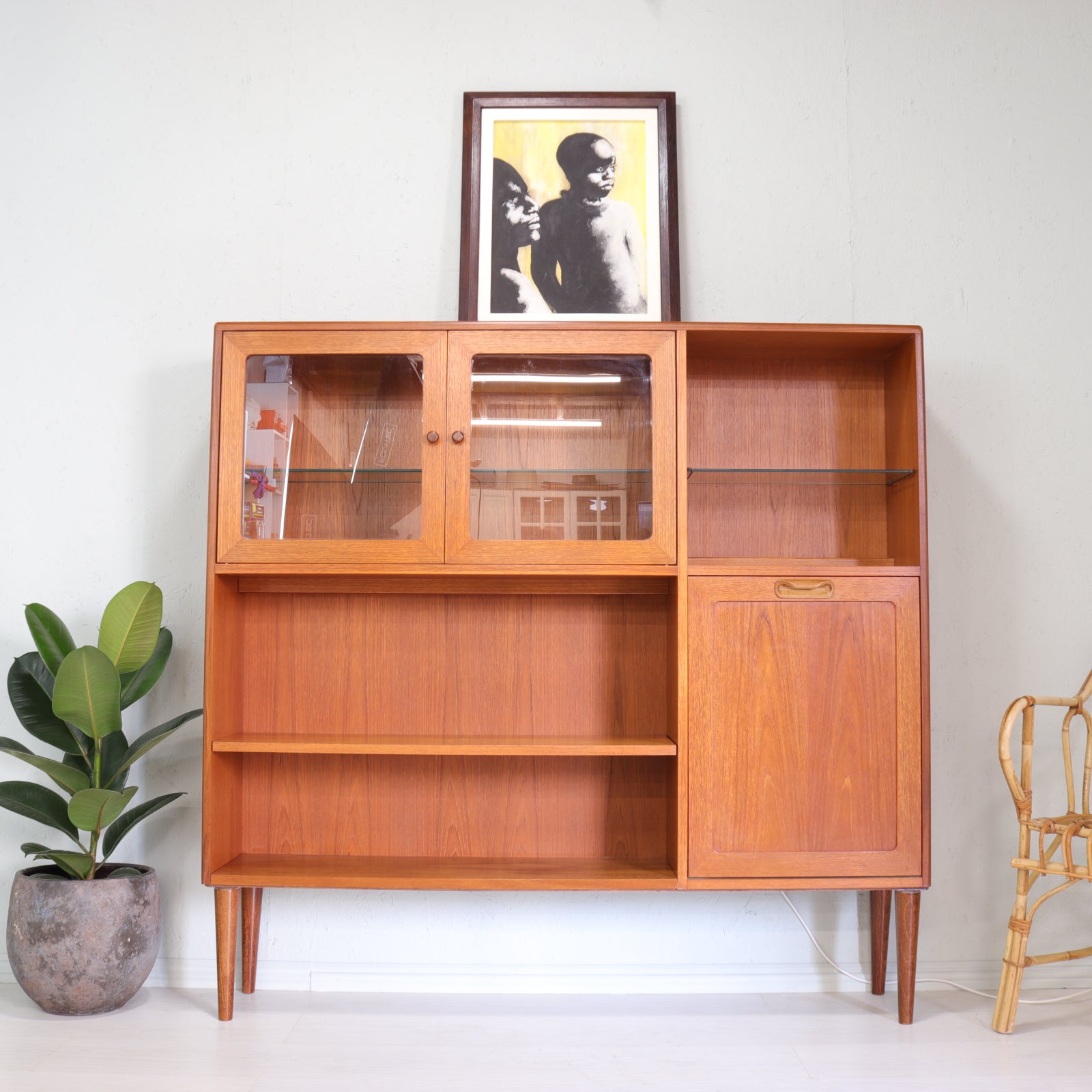 G Plan Fresco Range Teak Display Cabinet Highboard - teakyfinders