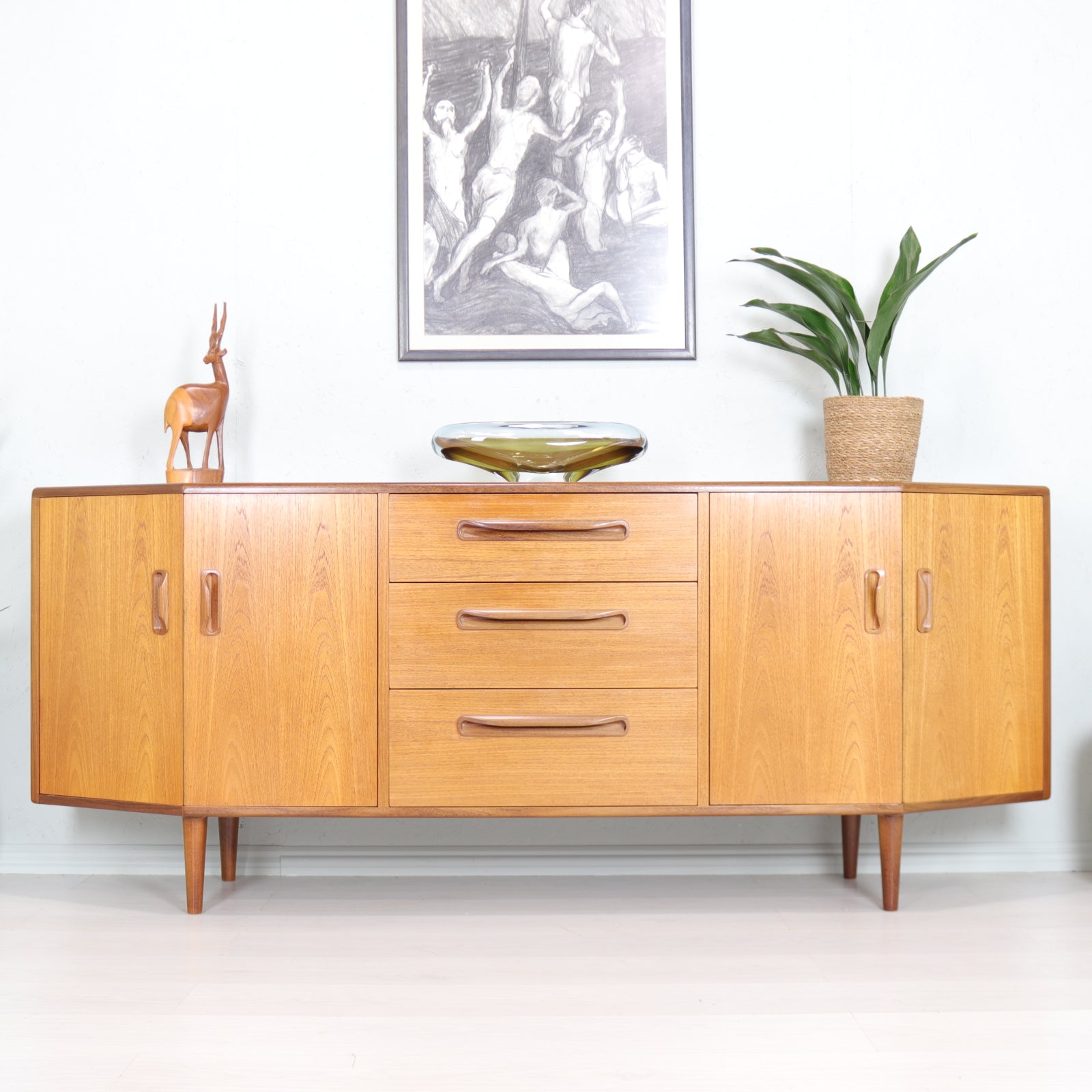 Vintage G Plan Fresco Range Teak Angled Retro Sideboard - teakyfinders