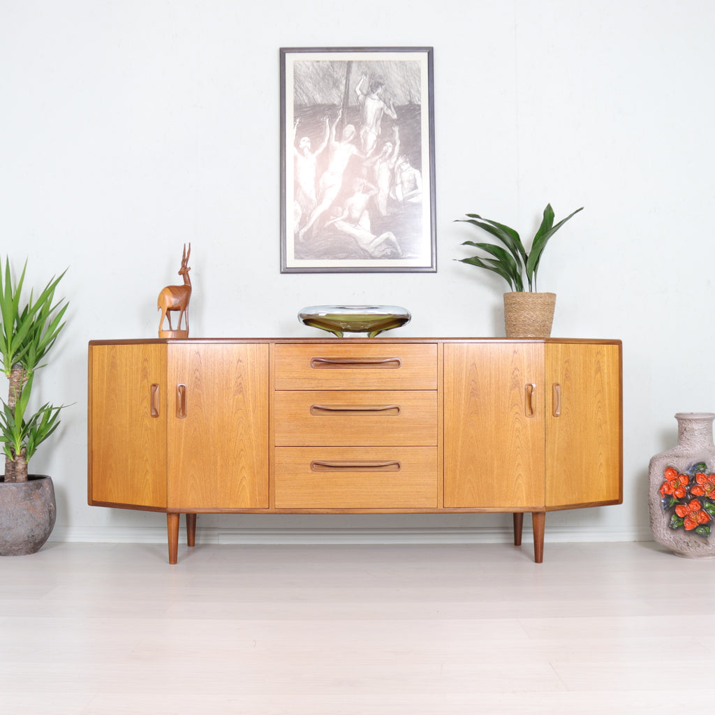 Vintage G Plan Fresco Range Teak Angled Retro Sideboard - teakyfinders