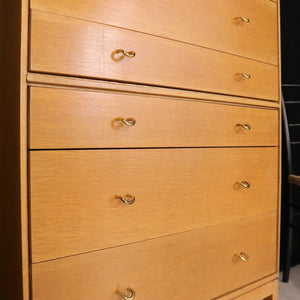 Retro Stag John and Silvia Reid Light Oak Tallboy Chest of Drawers - teakyfinders