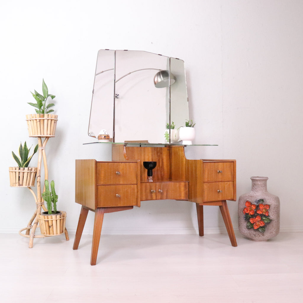 Vintage Mid Century Walnut Dressing Table 1950’s - teakyfinders