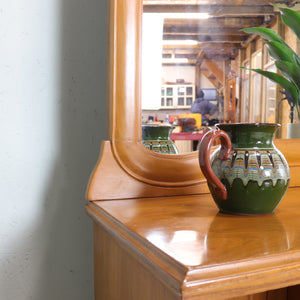 Vintage Large Mirrored Walnut Dressing Table - teakyfinders