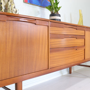 Long Retro Symmetrical Teak Sideboard - teakyfinders